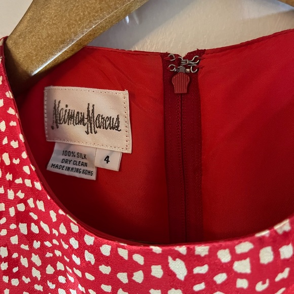 Vintage Neiman Marcus 1980s Red Dots Ruffle Dress 100% Silk SZ 4 - Picture 8 of 15